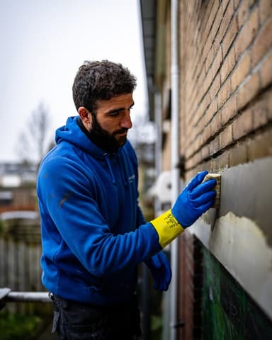 Vuurkorf op bouwplaats tijdens avondpauze bij project in Nieuw-Beijerland