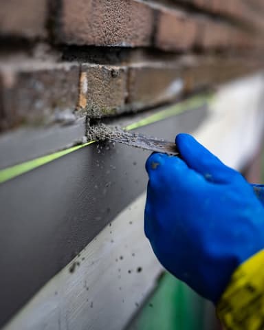 Hogedrukreiniging van metselwerk raamdorpel voor voegwerk in Nieuw-Beijerland
