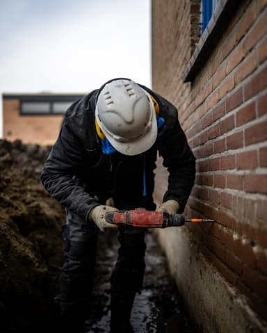 Detail afgewerkt metselwerk na injectiebehandeling in Brielle door Hydro Groep
