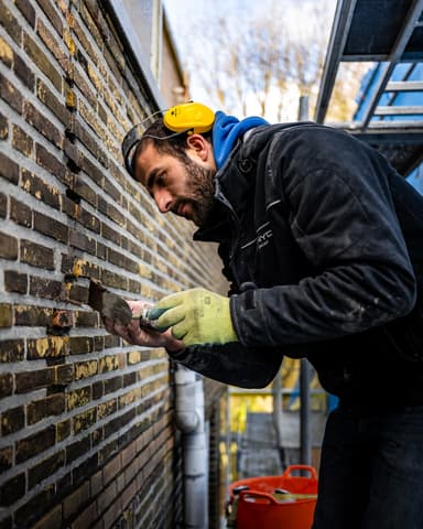 Mengen van coatingmateriaal in emmer op balkon in Rotterdam tijdens project van Hydro Groep