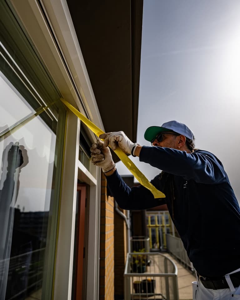 Voegwerkreparatie met specie op troffel bij appartementencomplex VvE de Merwede in Alblasserdam